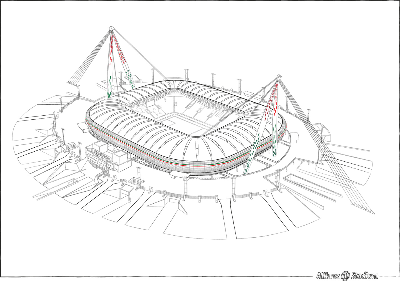 3Dillustration Black&white ILLUSTRATION  Illustrator illustrazione sketch stadium vector vectorialsketch vettoriale