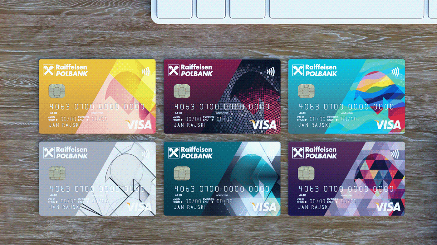 Payment card banking Bank design ILLUSTRATION  raiffeisen bank Visa mastercard card business