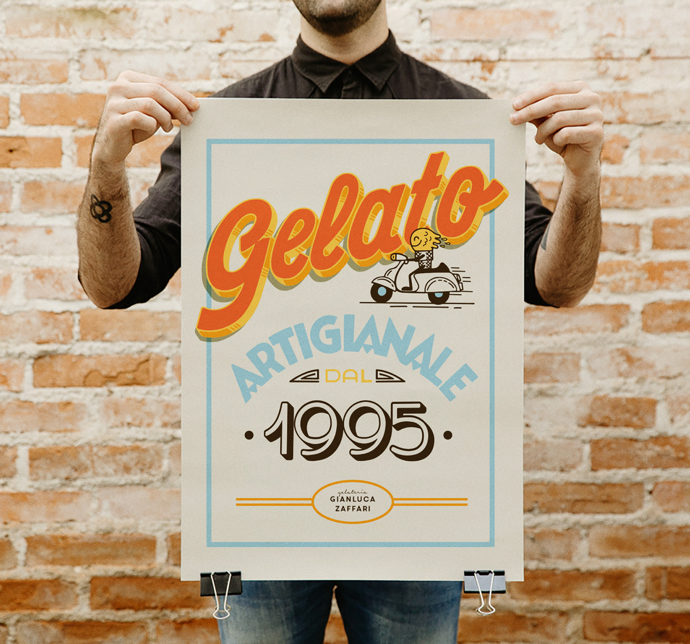 gelateria Gelato icecream Icon ILLUSTRATION  italian Label lion sorvete signpainting