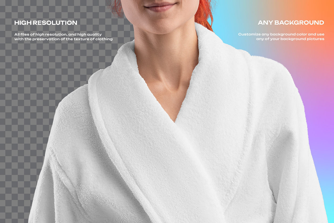 Mockup robe template long hotel apparel branding  free terry terry robe