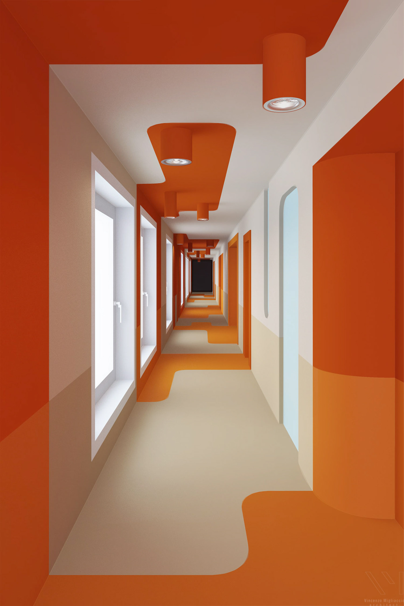 architecture graphic Illustrator corridor orange design
