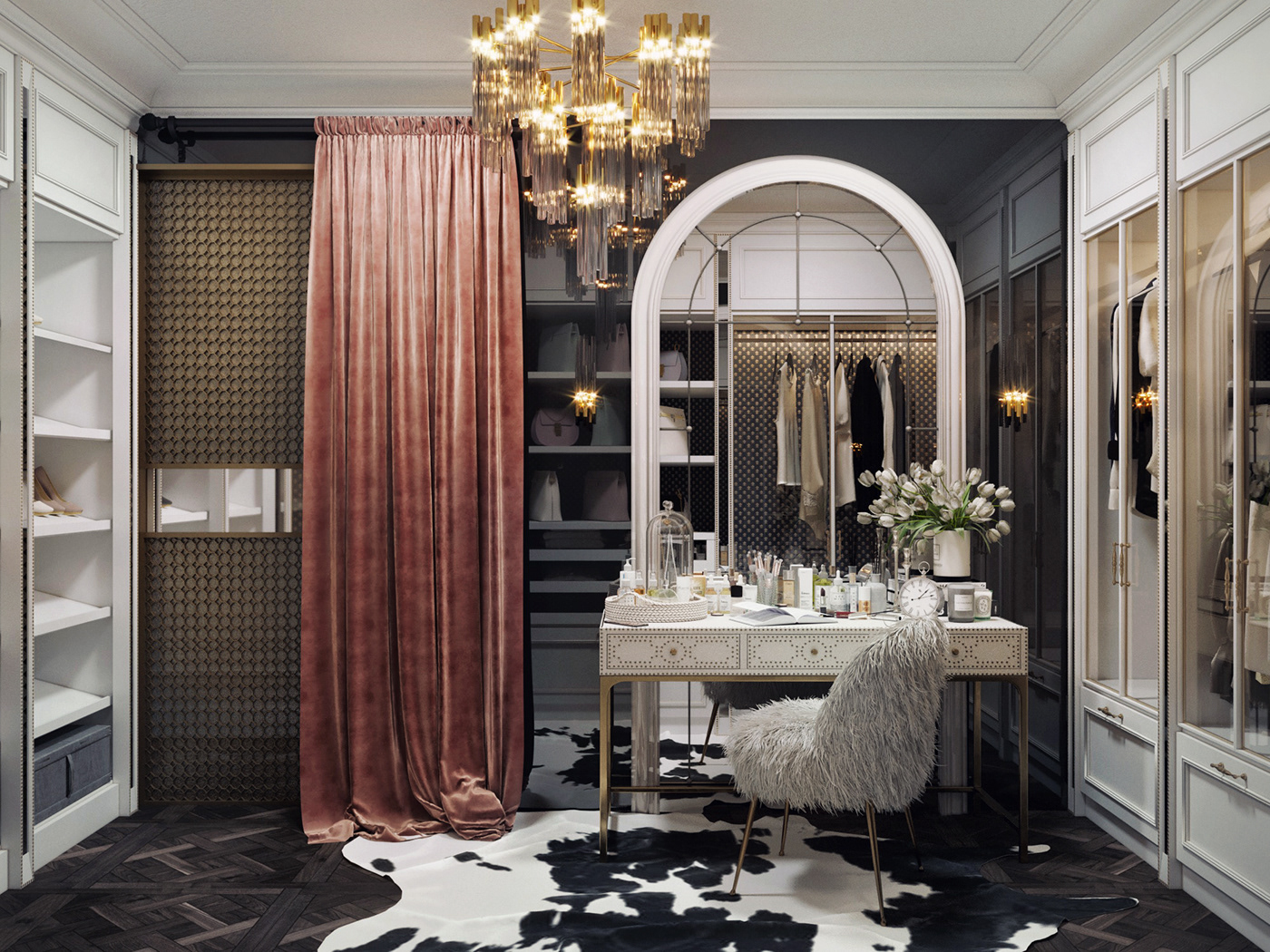 bedroom bedroomdesign elegantinterior elegant interiordesign wardrobe bathroom Interior Black&white residential