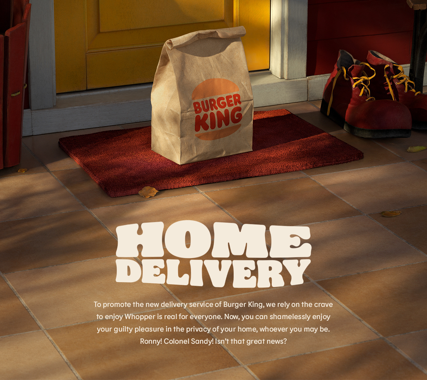 3D Burger King campaign Cannes creative McDonalds Outdoor print Cannes lions Colonel Sanders home delivery jorg riommi publicis montreal ronald mcdonald