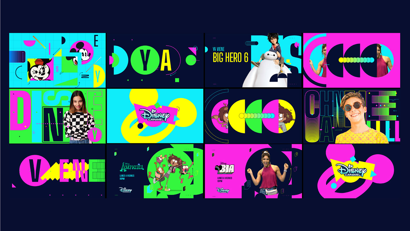 branding  broadcasting disney channel Latin America motion design on air Rebrand television disney Illustrator