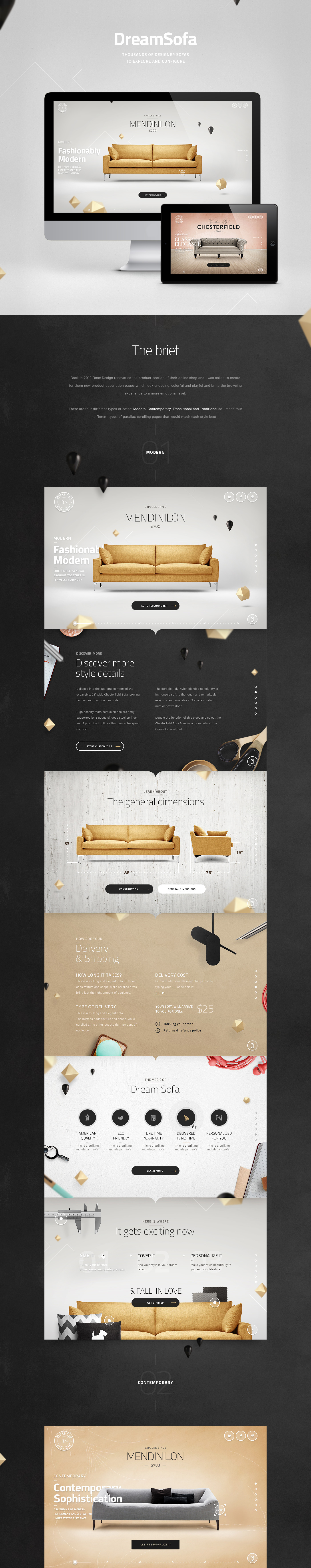 sofa Couch Interior decoration Custom home e-commerce Online shop Scrolling parallax html5 renovation