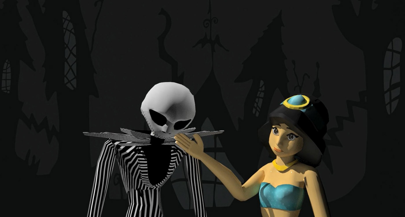 3D animation  characters disney jazmin jack skelligton design