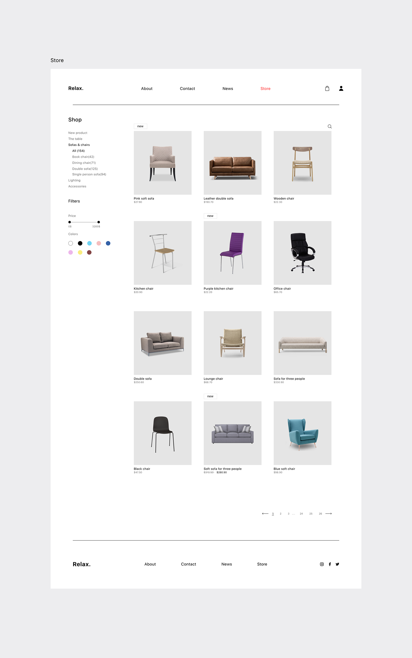 Web Design  furniture architecture UI ux shop store modern furniture Interior