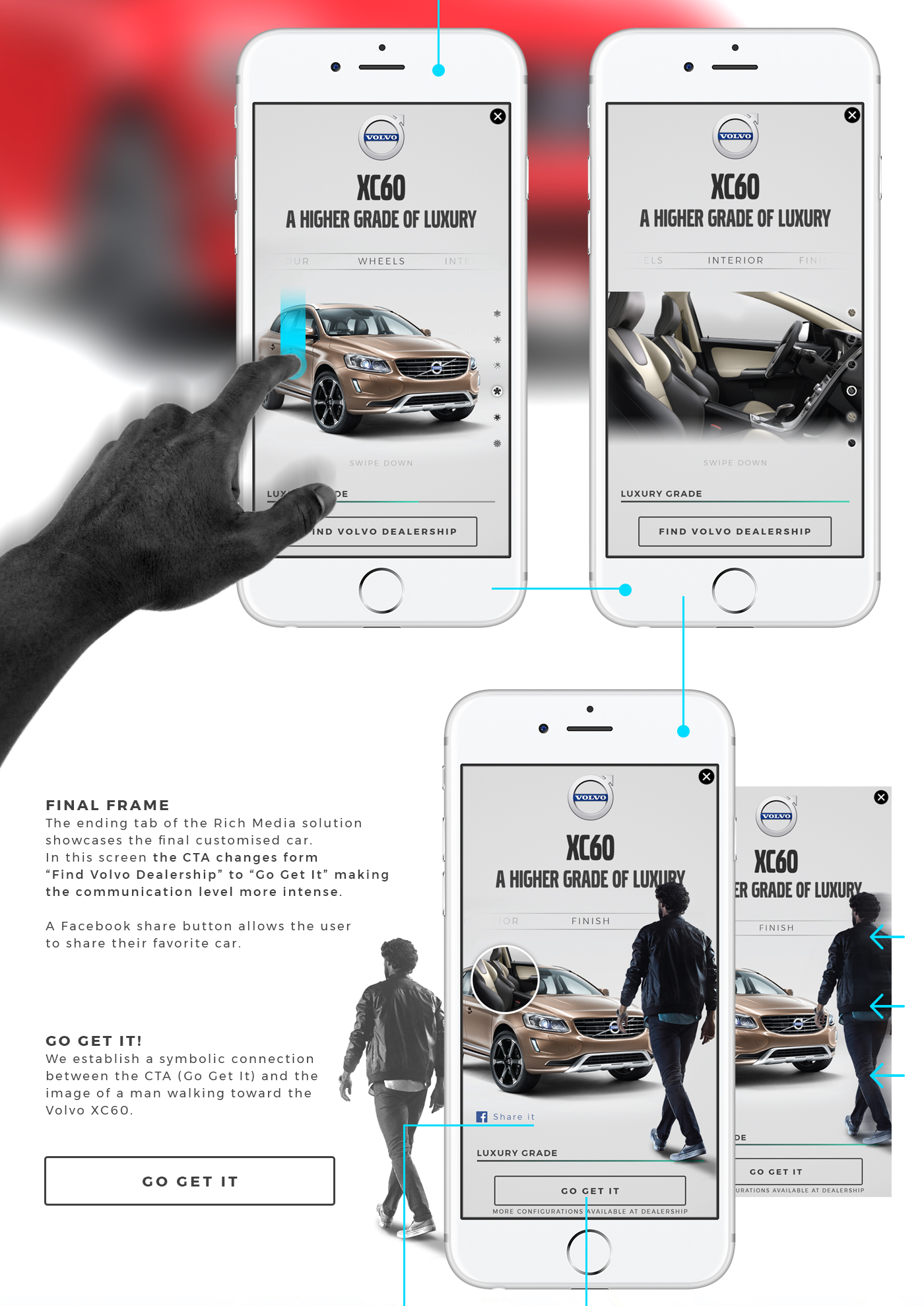 Mobile Advertising Advertising  automotive   Volvo UX/UI mobile mobile ios android art direction  branding 
