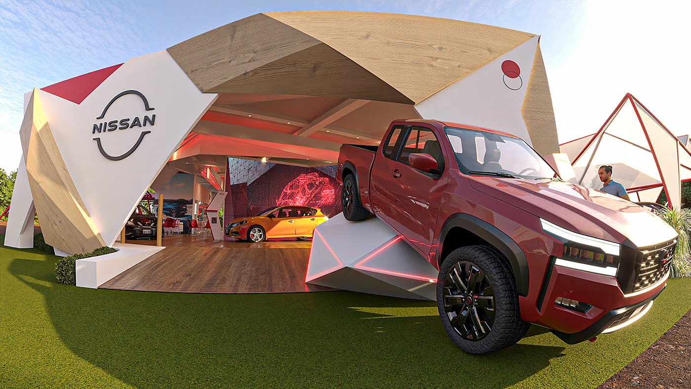 Nissan agrishow Agro Stand booth 3D architecture Render 3ds max modern