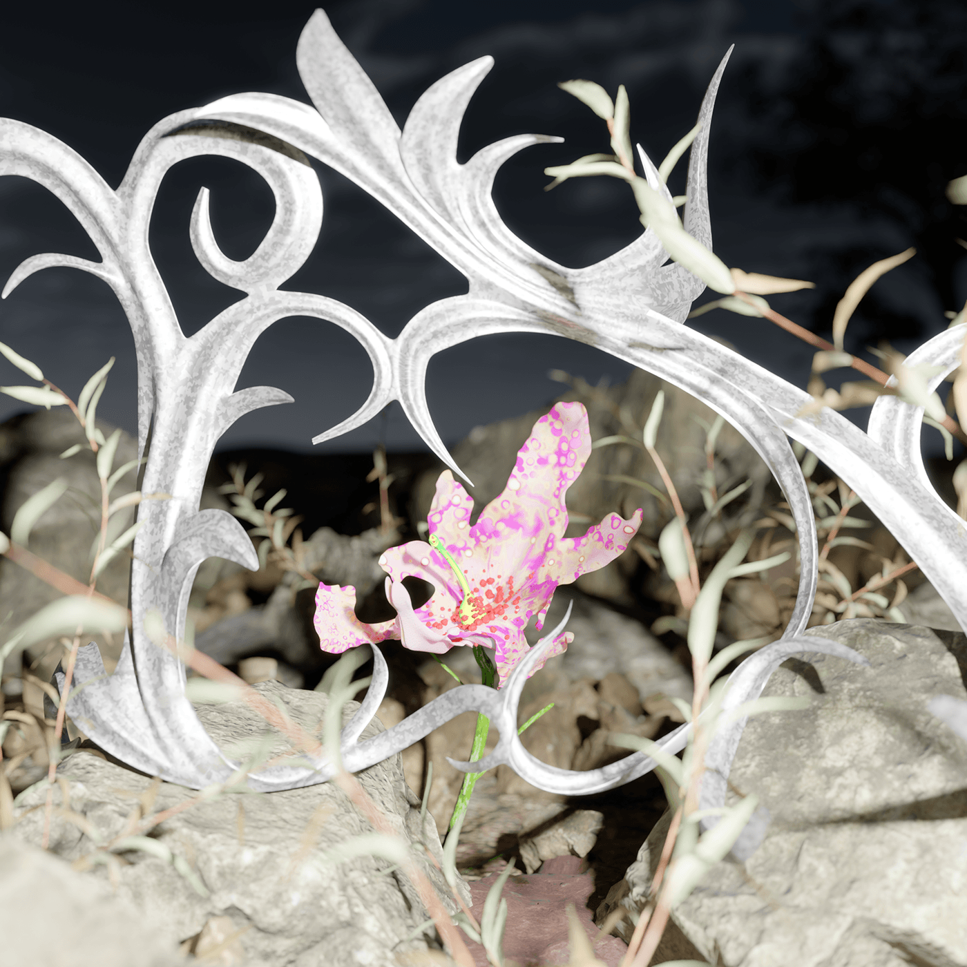 3D Rendering baroque flower Digital Art  blender photorealistic wilderness