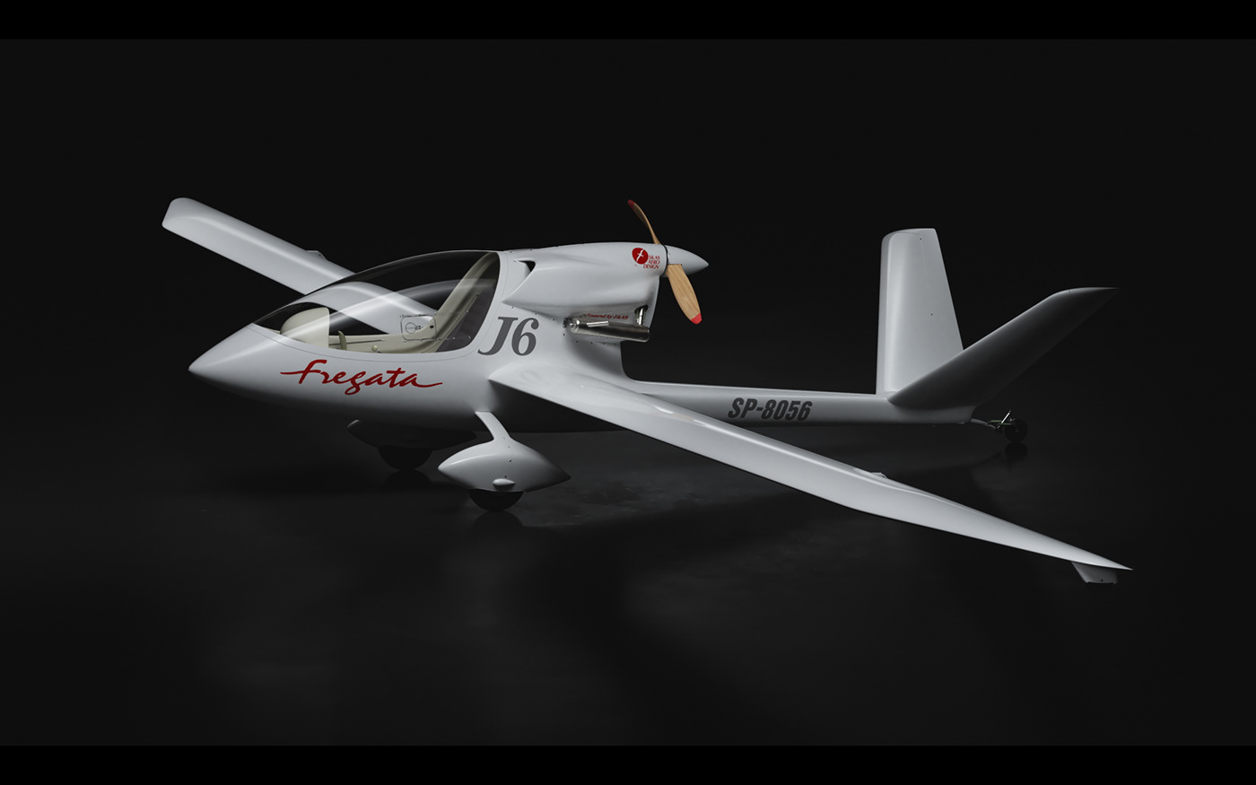 Aircraft animation  CGI fregata glider J6 Motor plane studio visualization