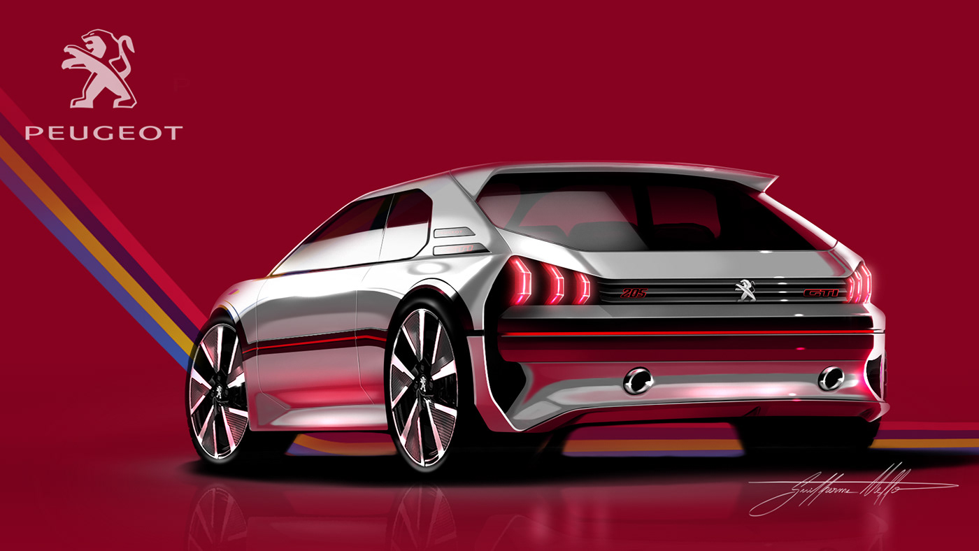 Design Automotivo sketch design Automotive design design de produto PEUGEOT 205 GTI concept car rendering