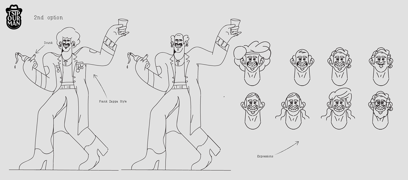 2DAnimation bar Character design  characters greek illustartion rebetiko Spirits tsipouro beer