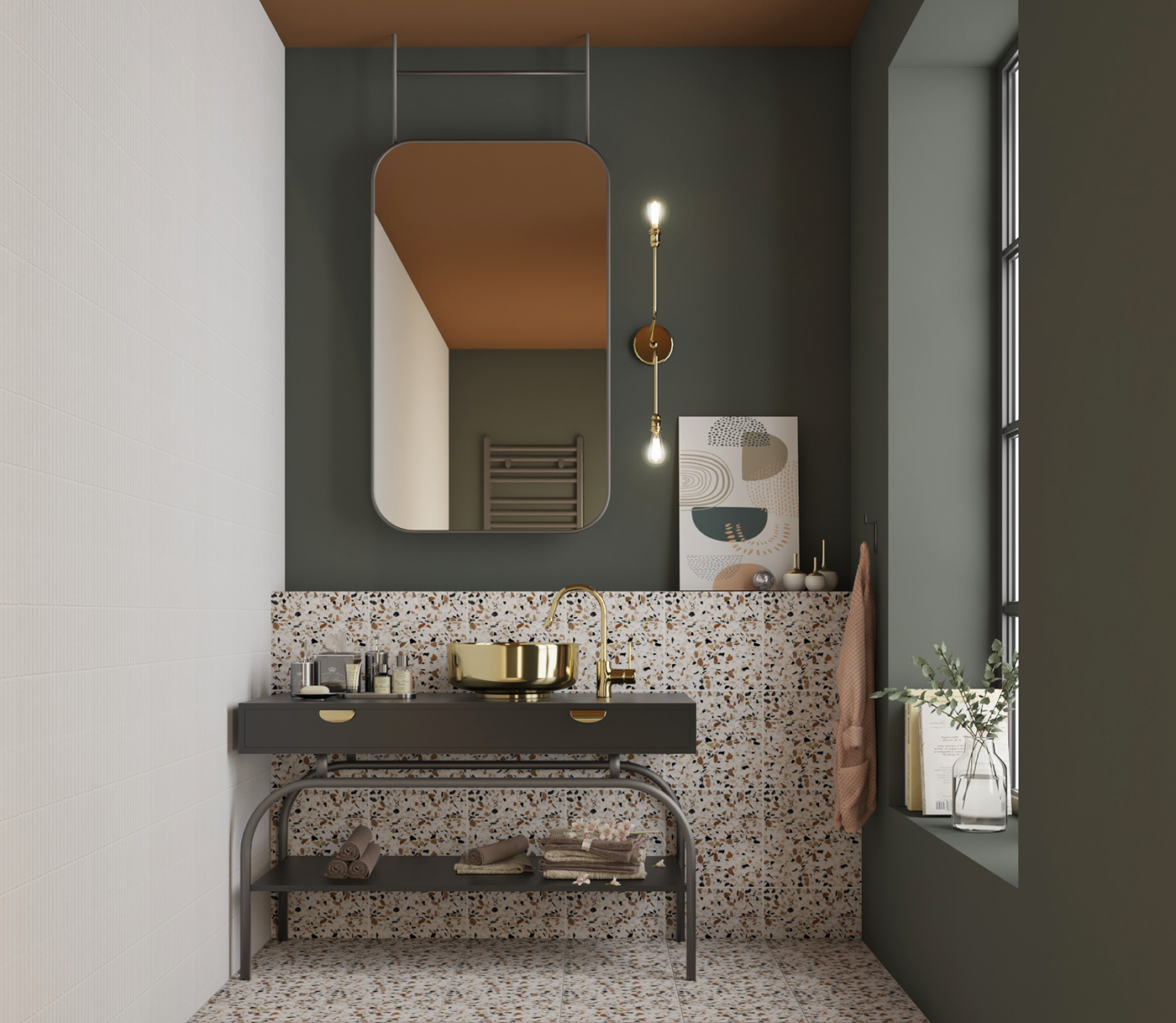 BATHROOM SPACE bathroom toilet interior design  rustic design sink unit Vanity unit