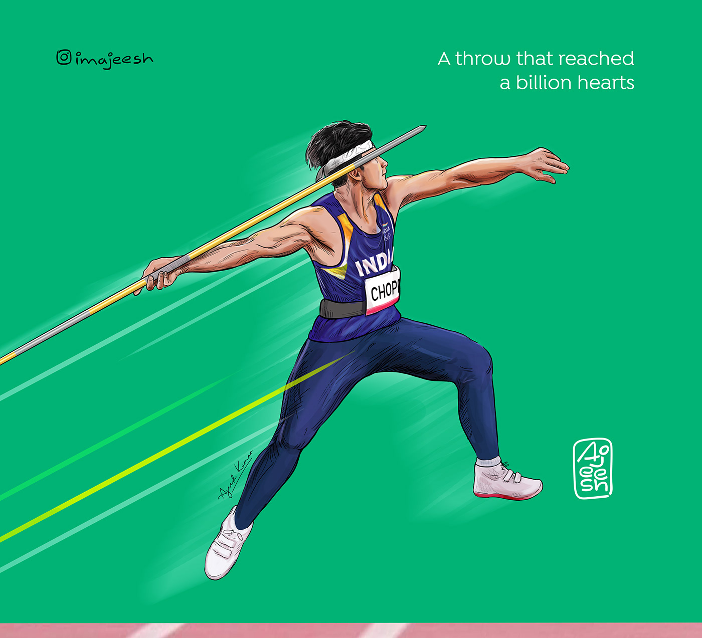 2020 Olympics Character design  design Digital Art  digital painting javelin throw Neeraj Chopra photoshop poster Neerajchopra