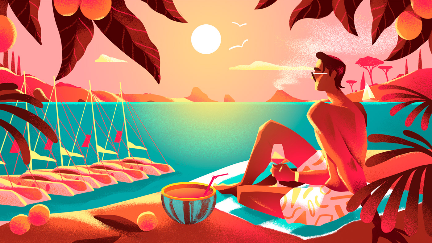 digital illustration gradients Greece Holiday ILLUSTRATION  Italy party sailing textures Travel