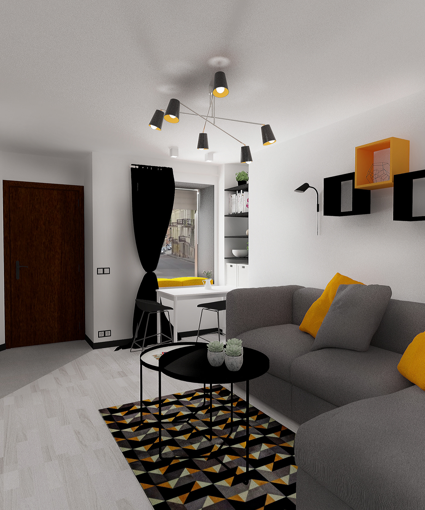 One room flat IN vilnius Interior design details decorations SketchUP