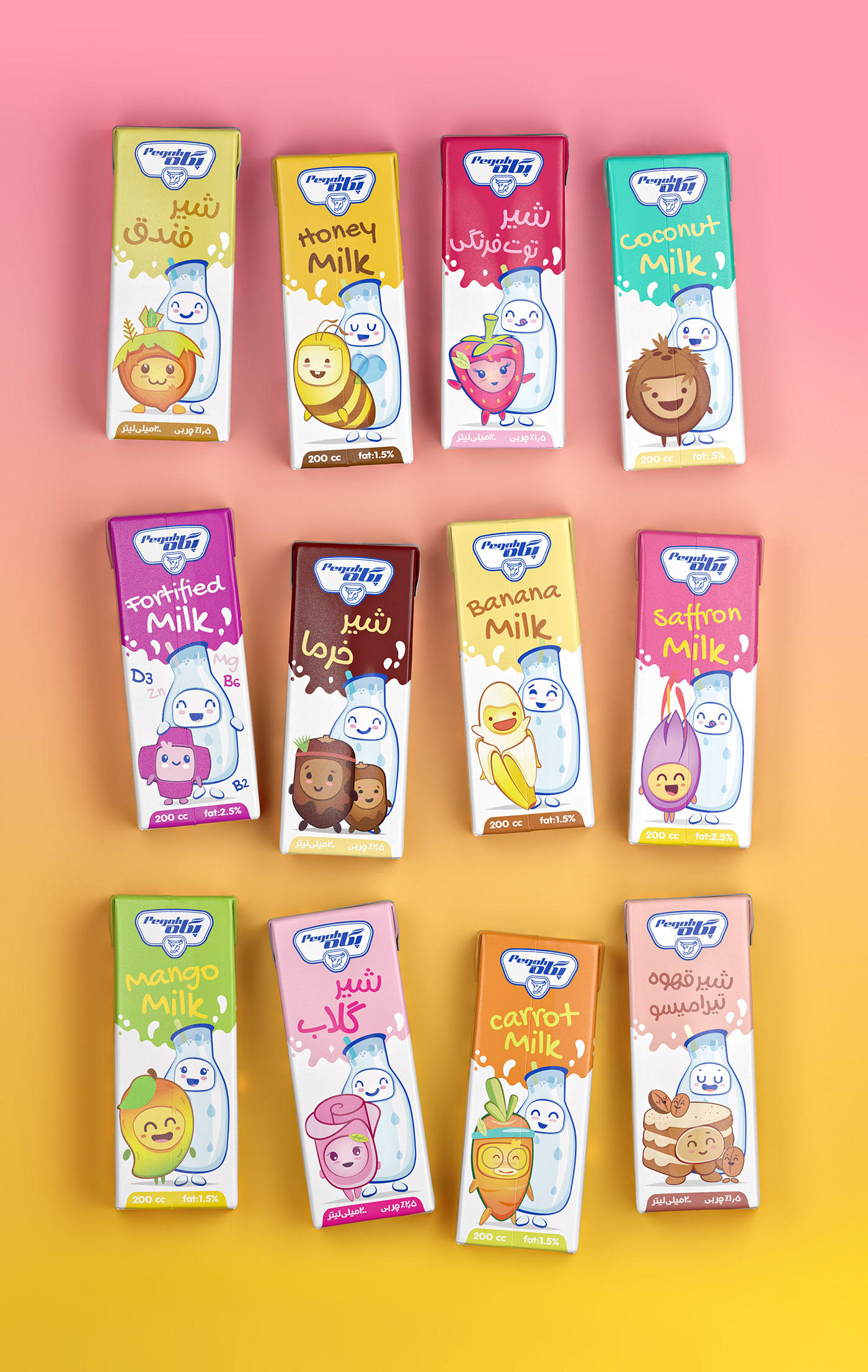 packaging design Packaging ILLUSTRATION  Character design  branding  flavored milk milk Dairy hasan yoghar