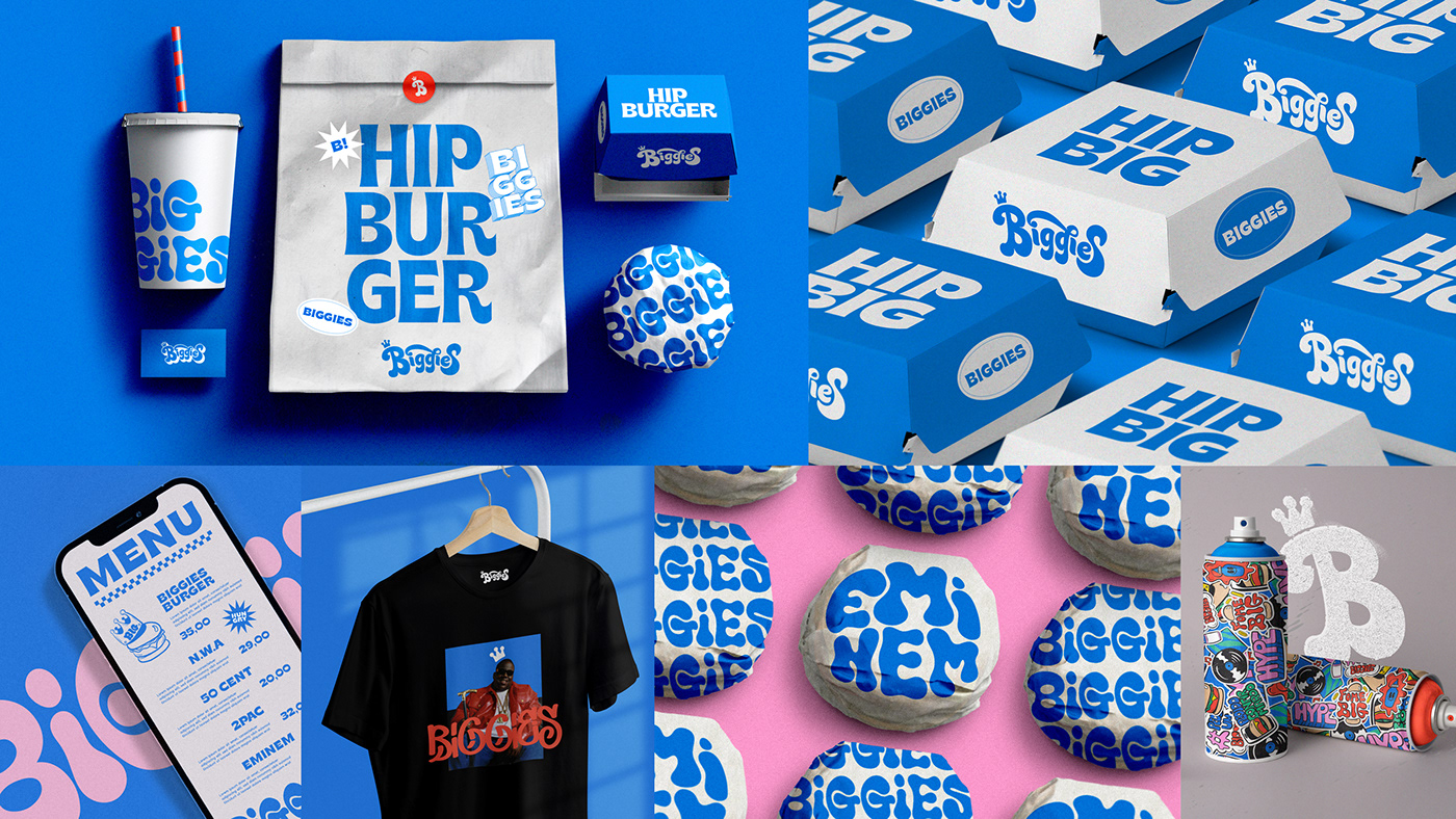 Brand Design branding  burger design hiphop logo minimal Packaging Retro visual identity
