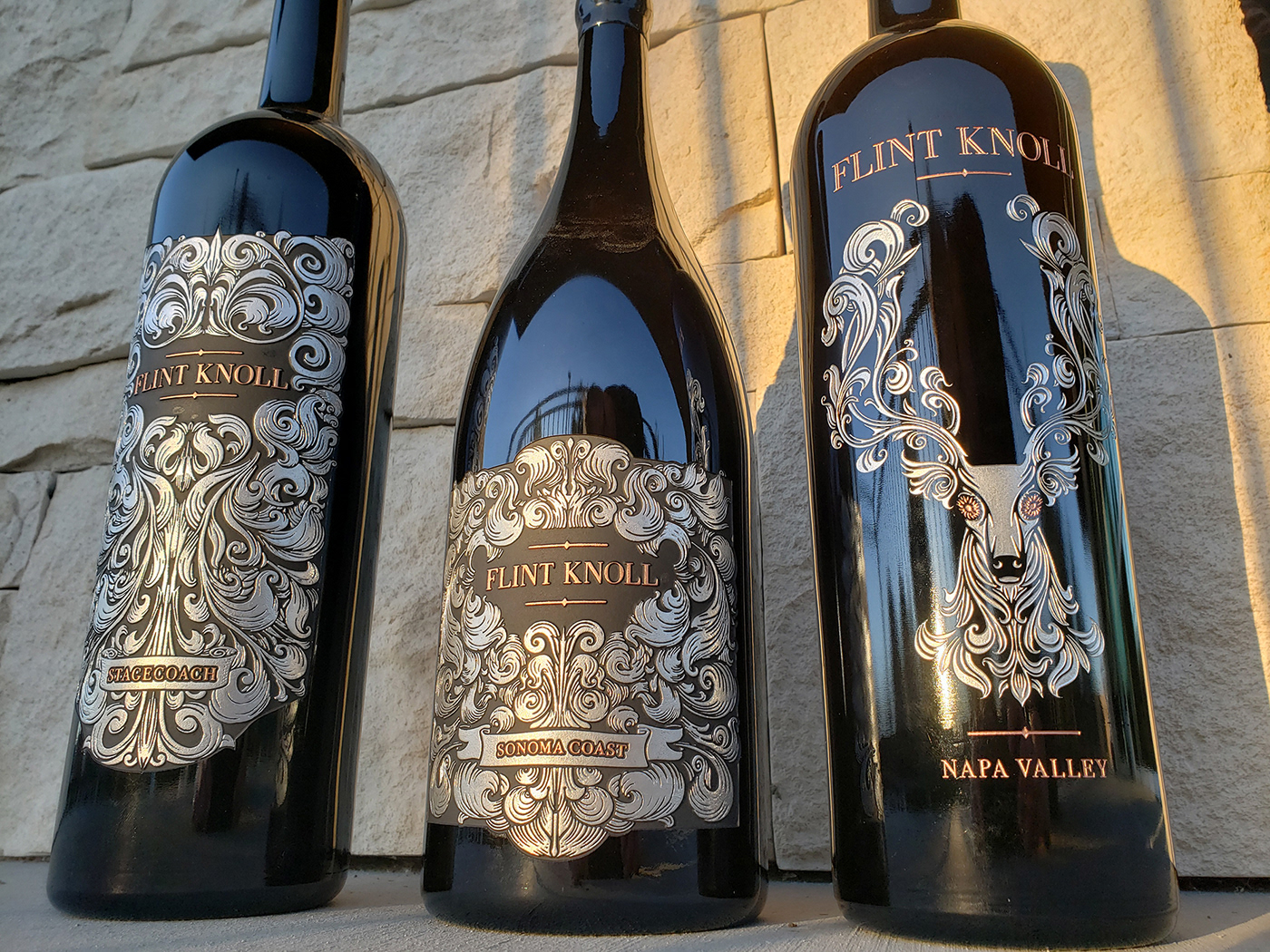 Wine label Design emboss illustration etched wine bottles