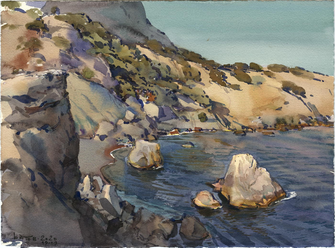 crimea Landscape live painting outdoorpainting painting   Plein air painting pleinair seascape sketch watercolor