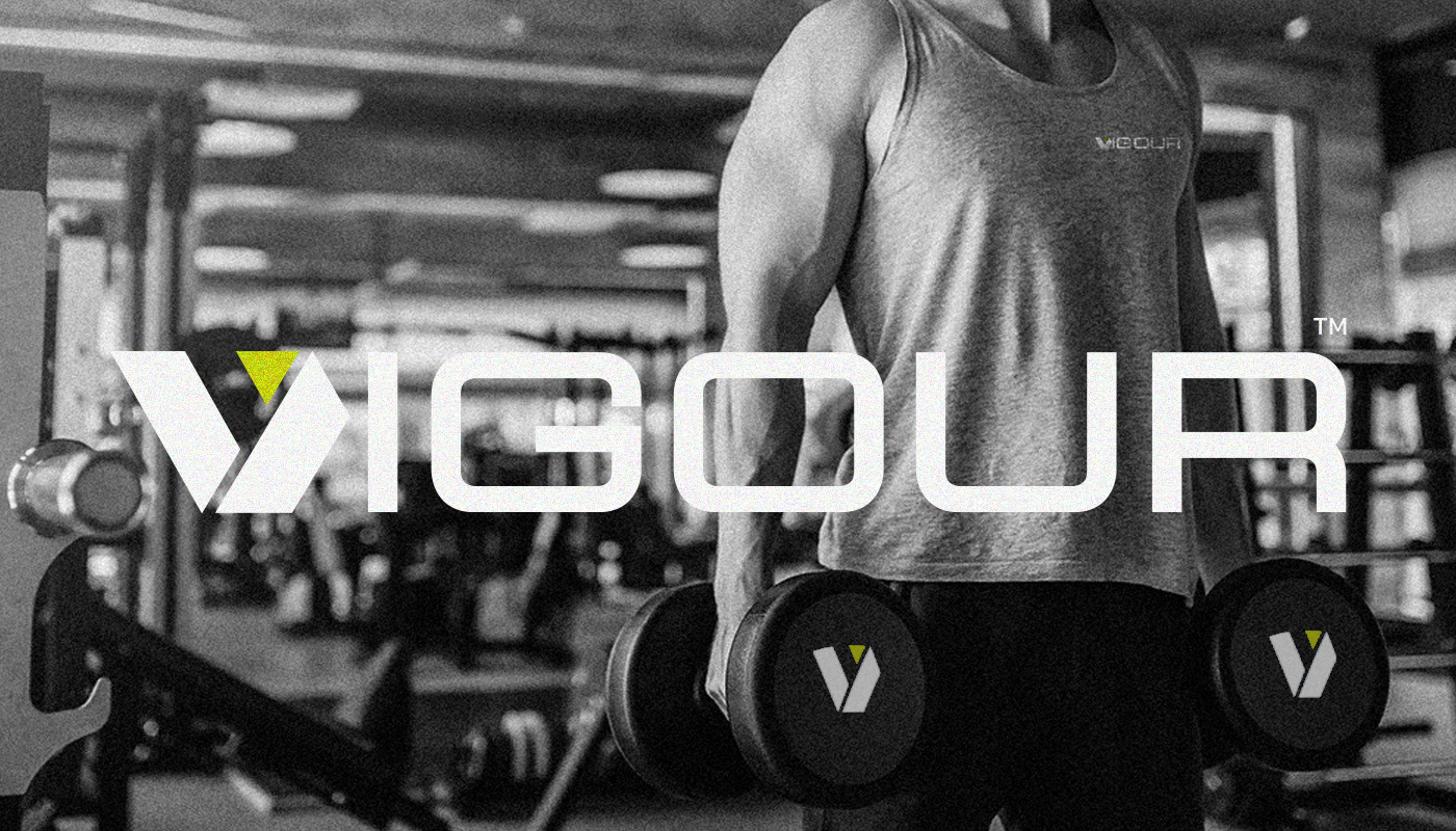 vigour fitnes gym branding  logo Health workout BodyBuilding muscle Advertising 