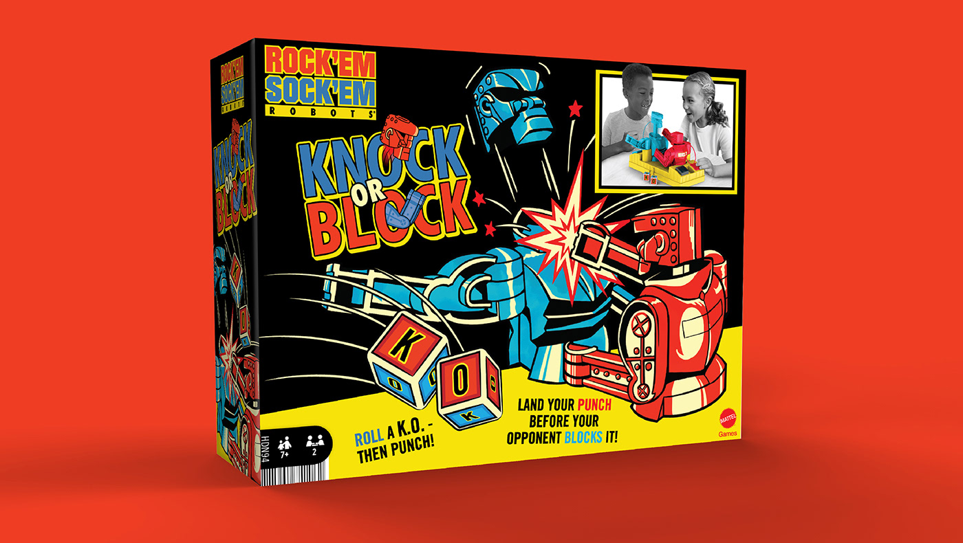 dice game game design  Packaging Retro robots rock'em sock'em toy toys vintage