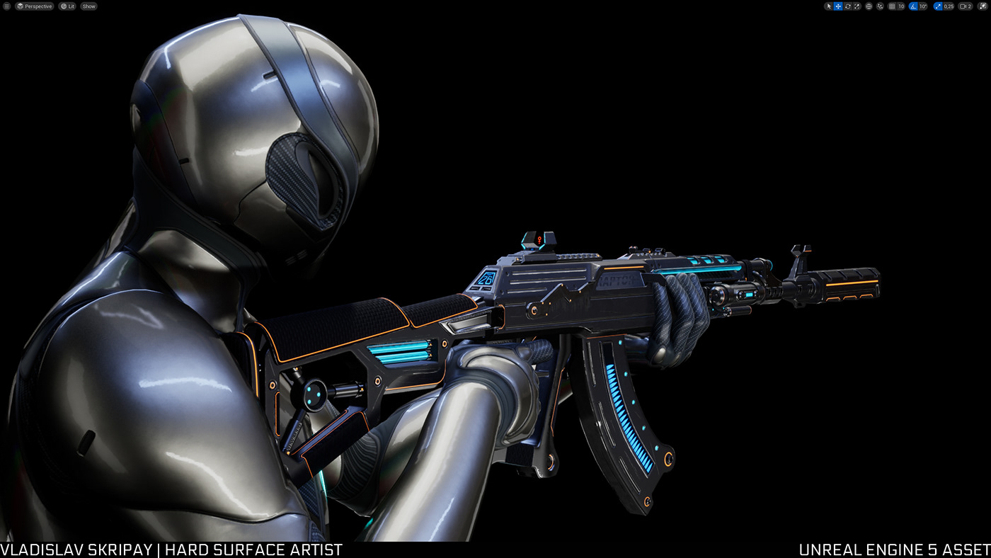 Digital Art  digital3d Weapon Scifi sci-fi AK-47 3dart 3d modeling Unreal Engine 5 3D