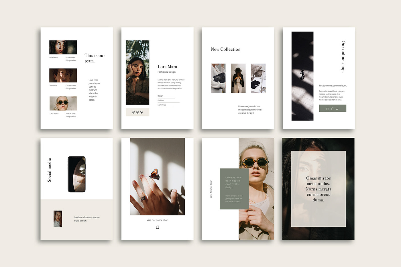Powerpoint Keynote template presentation Lookbook vertical ebook Fashion  simple & clean minimal design