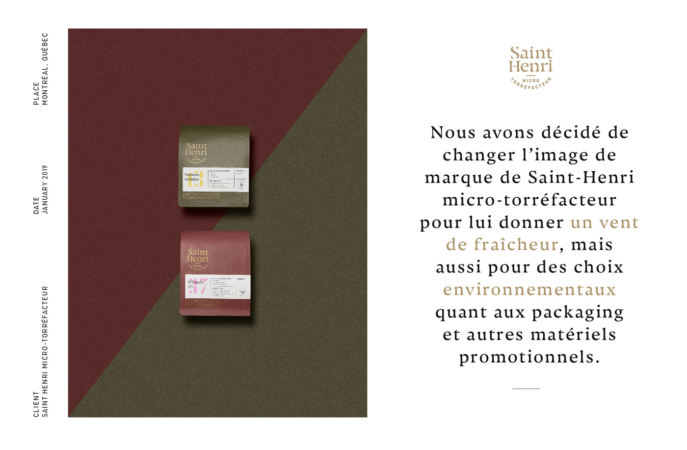 New packaging campaign Micro-torréfacteur - Montréal saint-henri Coffee MTL design Photographie CSH thomsdesign thomas tessier