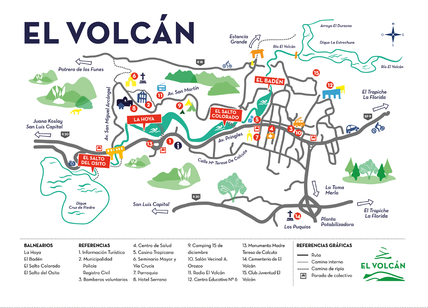 map municipalidad mapa san luis argentina el volcán ilustracion