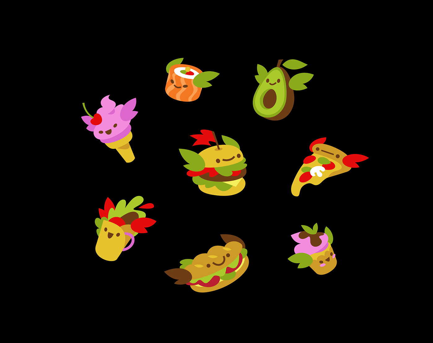 Food characters for use in social media