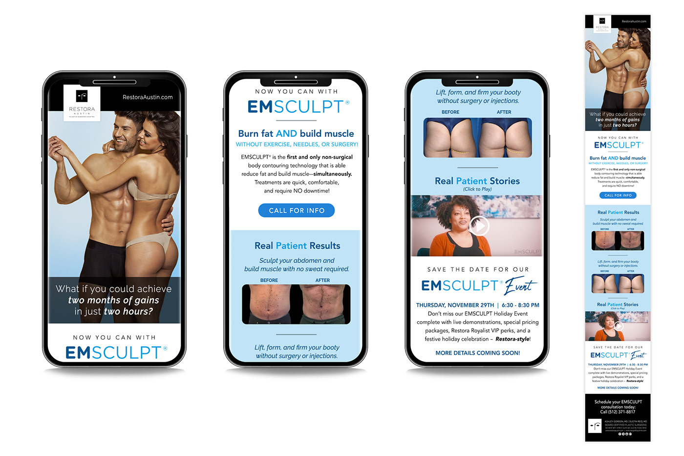 aesthetic medical marketing plastic surgery marketing EMSCULPT Marketing EMSCULPT Launch event Billboards email marketing event marketing