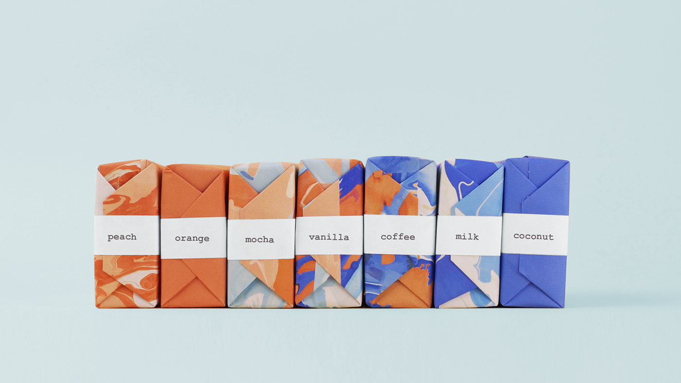 branding  graphic design  Packaging design Photography  soap Marble minimal orange blue