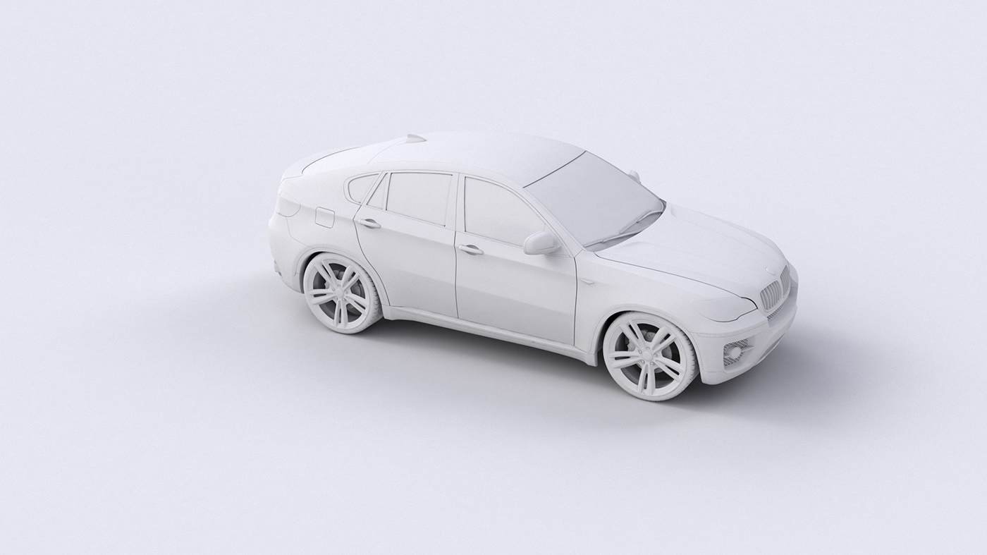 CGI Render 3D BMW x6 clay retouch
