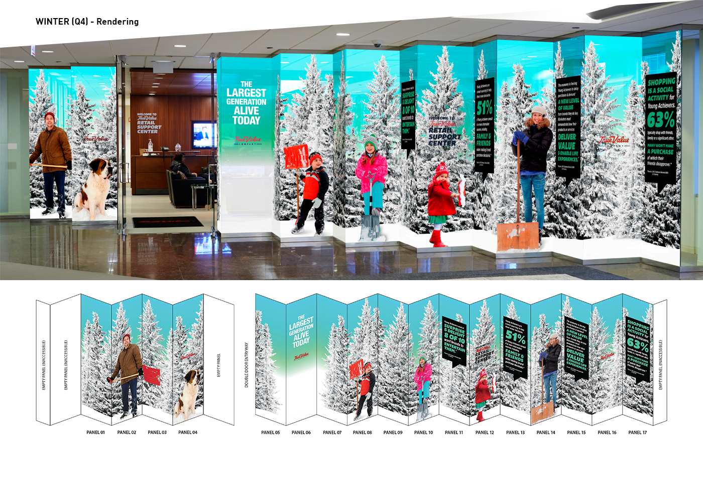 Signage print design  Window clings corporate Interior large format marketing   print windows seasonal