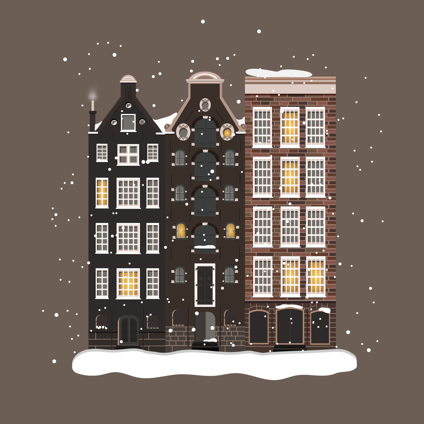 amsterdam Christmas design house illustrations notebook print snow vector winter