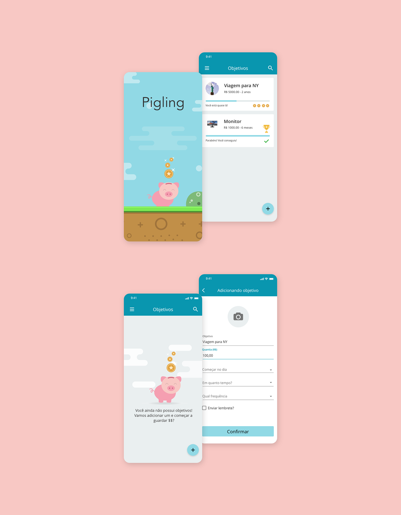 wireframe app ux UI graphicdesign pigling gamification