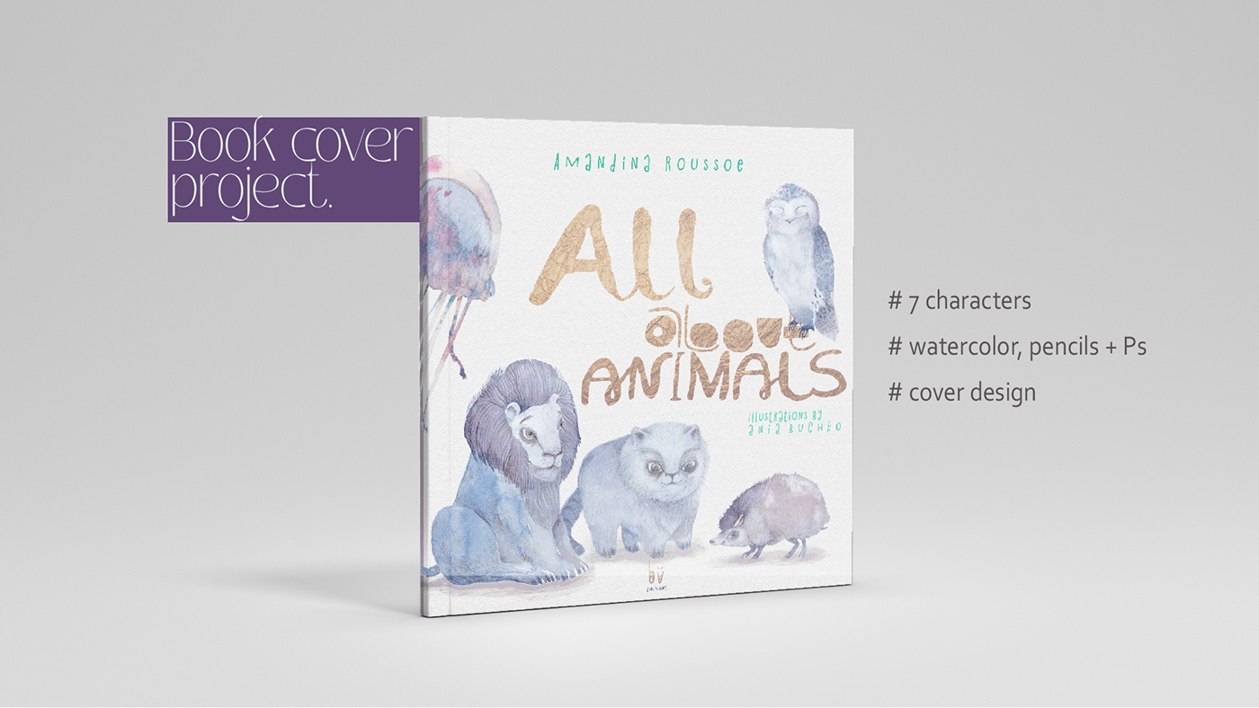 animals illustration bookcover Bookdesign books Character design  cover design kids book Layout typography   watercolor