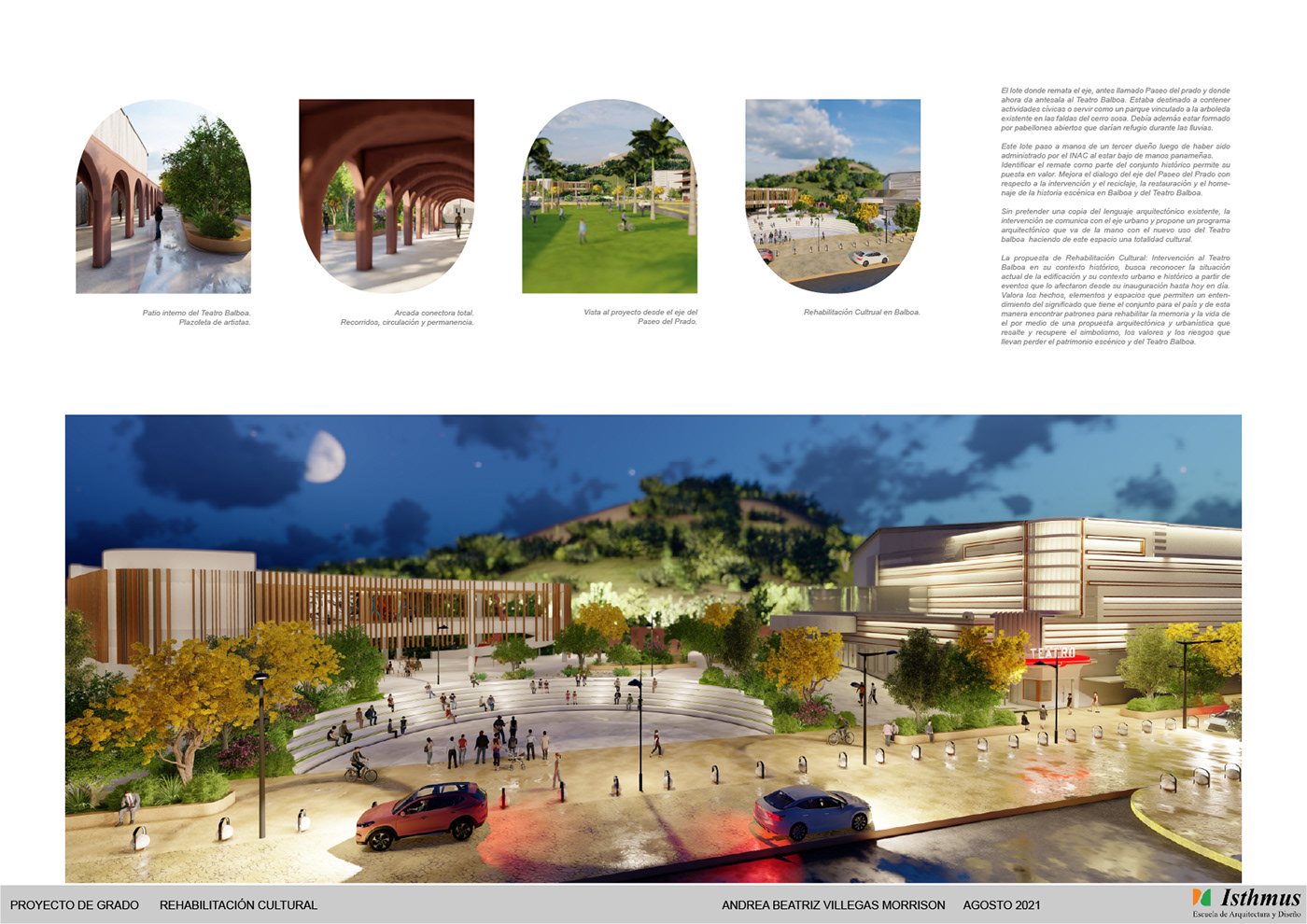 3D architecture cultural center design final project portfolio Project rehabilitation Render Theatre