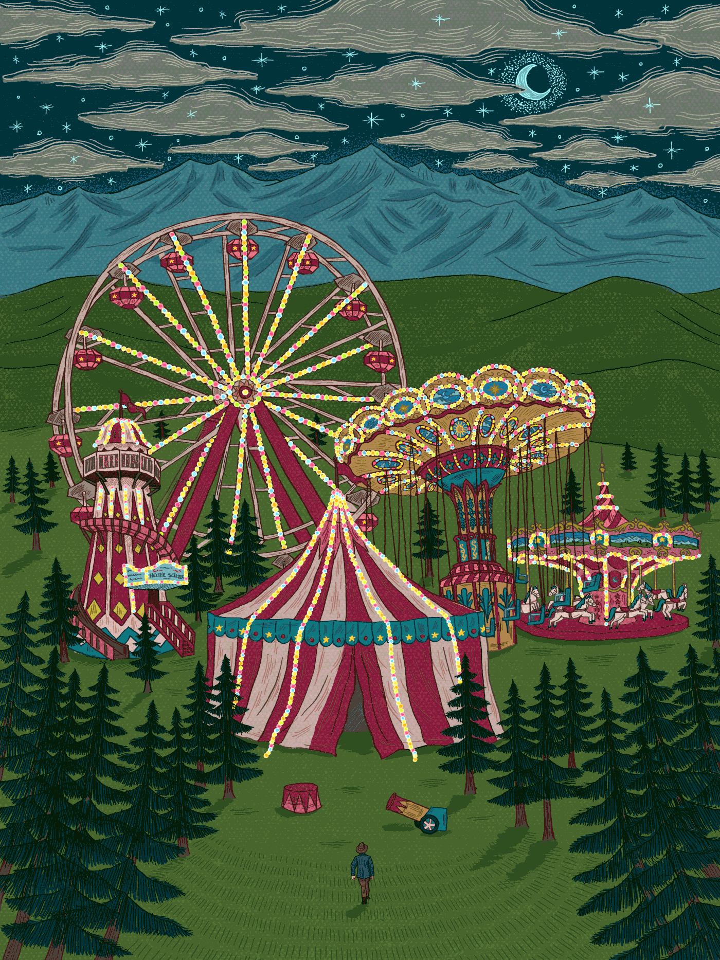 Carnival carousel Circus Ferris Wheel gif mountains