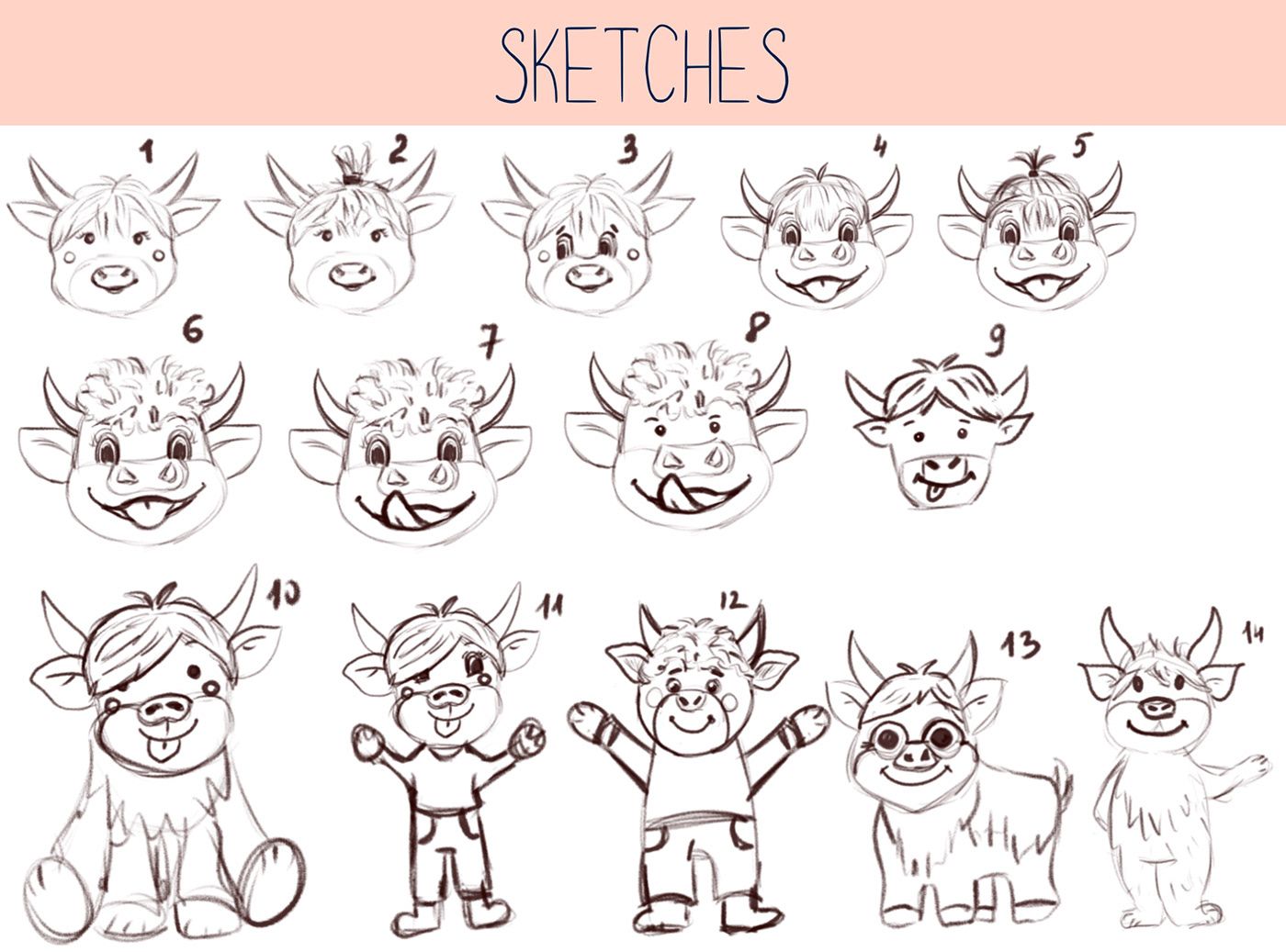 Sketches as a stage of creating a mascot