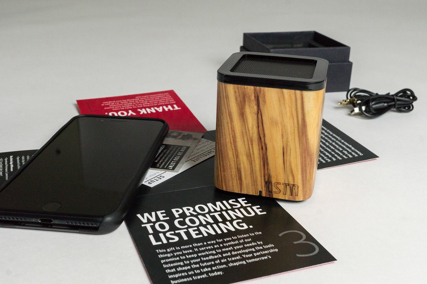 Delta box Packaging Sparks Grove modern LSTN speaker black paper red