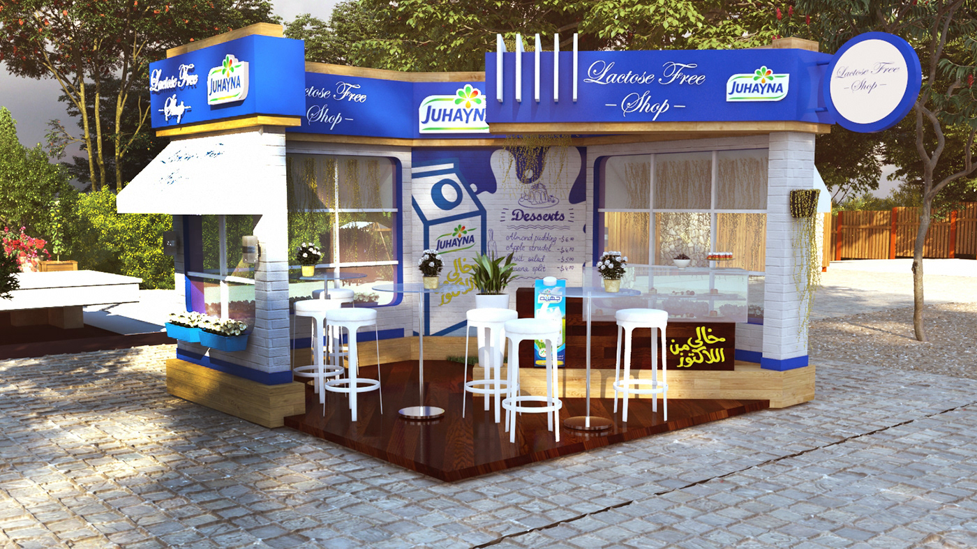 booth coffee shop milk lactose free juhayna creative Creative Design small booth