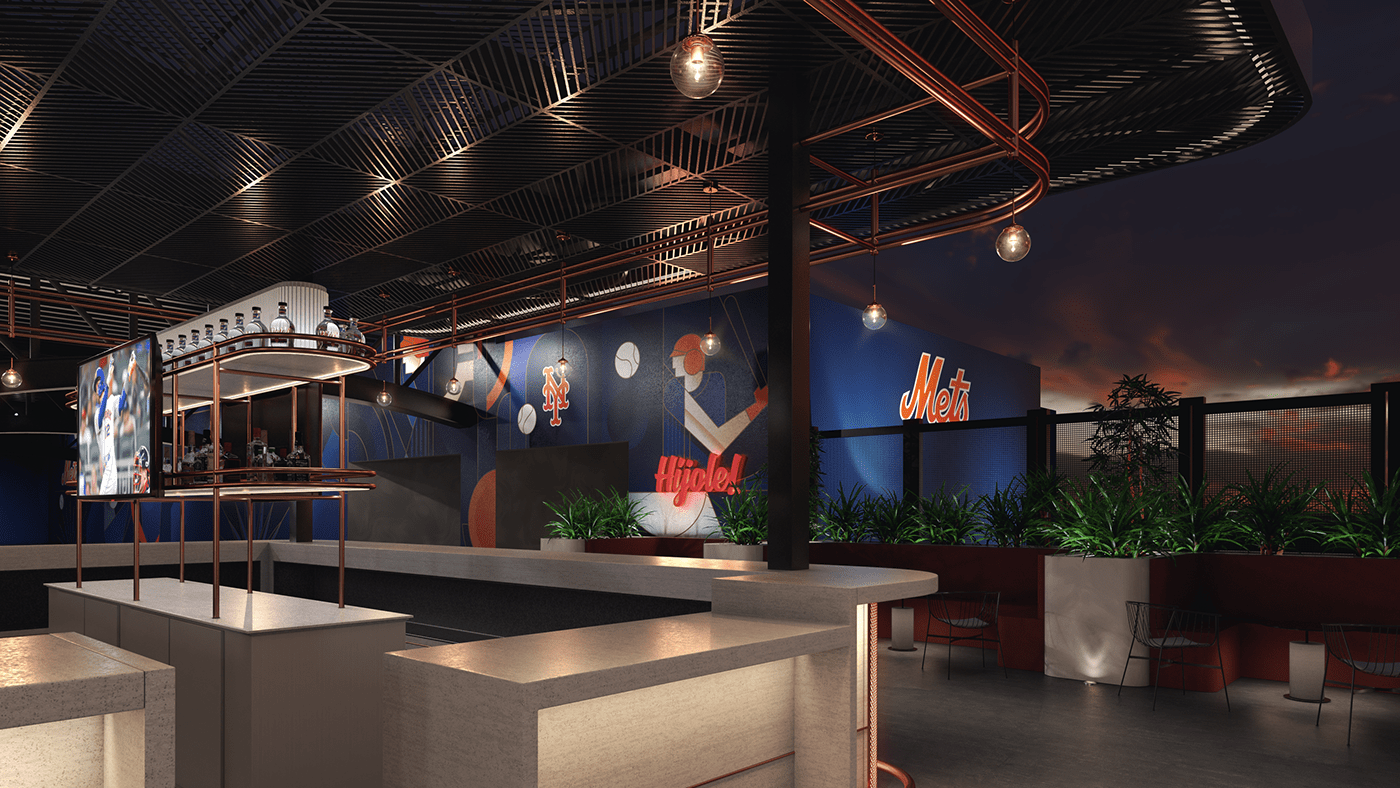 Mets baseball newyork architecture bar Tequila mexico Mural ILLUSTRATION  nyc