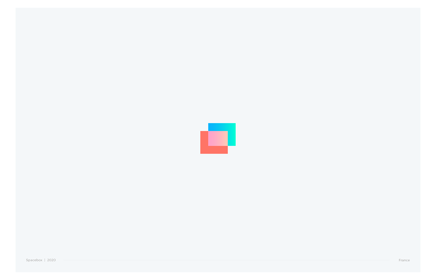 Two overlapping, colorful squares. Coral and cyan colors.