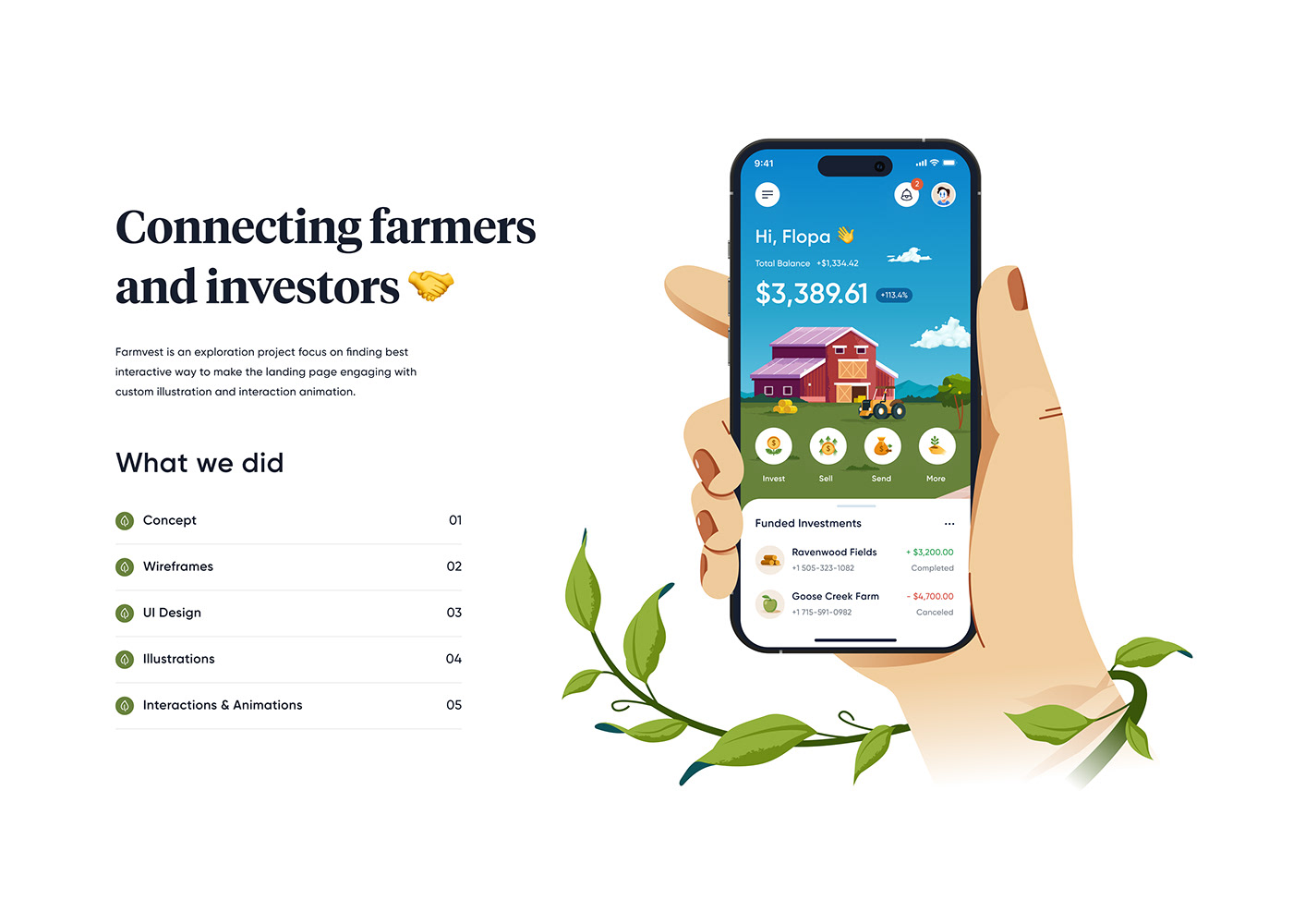 agriculture animation  desktop farming Icon ILLUSTRATION  invest landing page UI Website