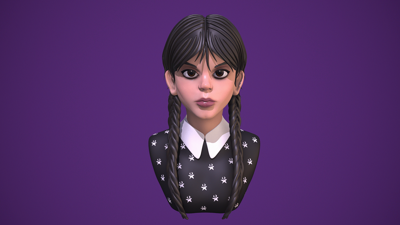 3D 3d modeling 3D Character Zbrush Character artwork Wednesday Addams