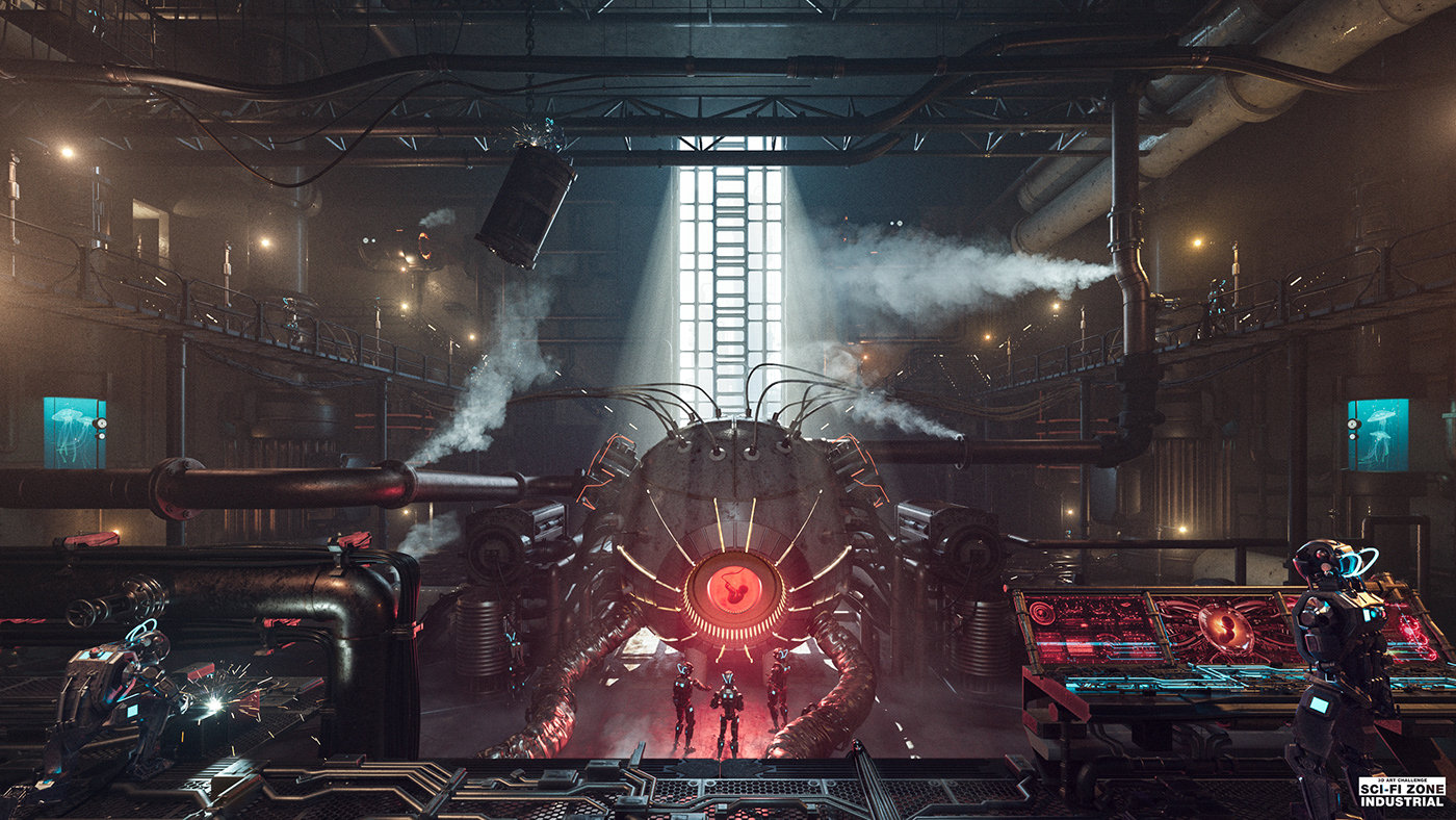 #3D #render #industrial #Steampunk # futuristic #cgi #challenge #coronarender #HUM3D #Sci-fi
