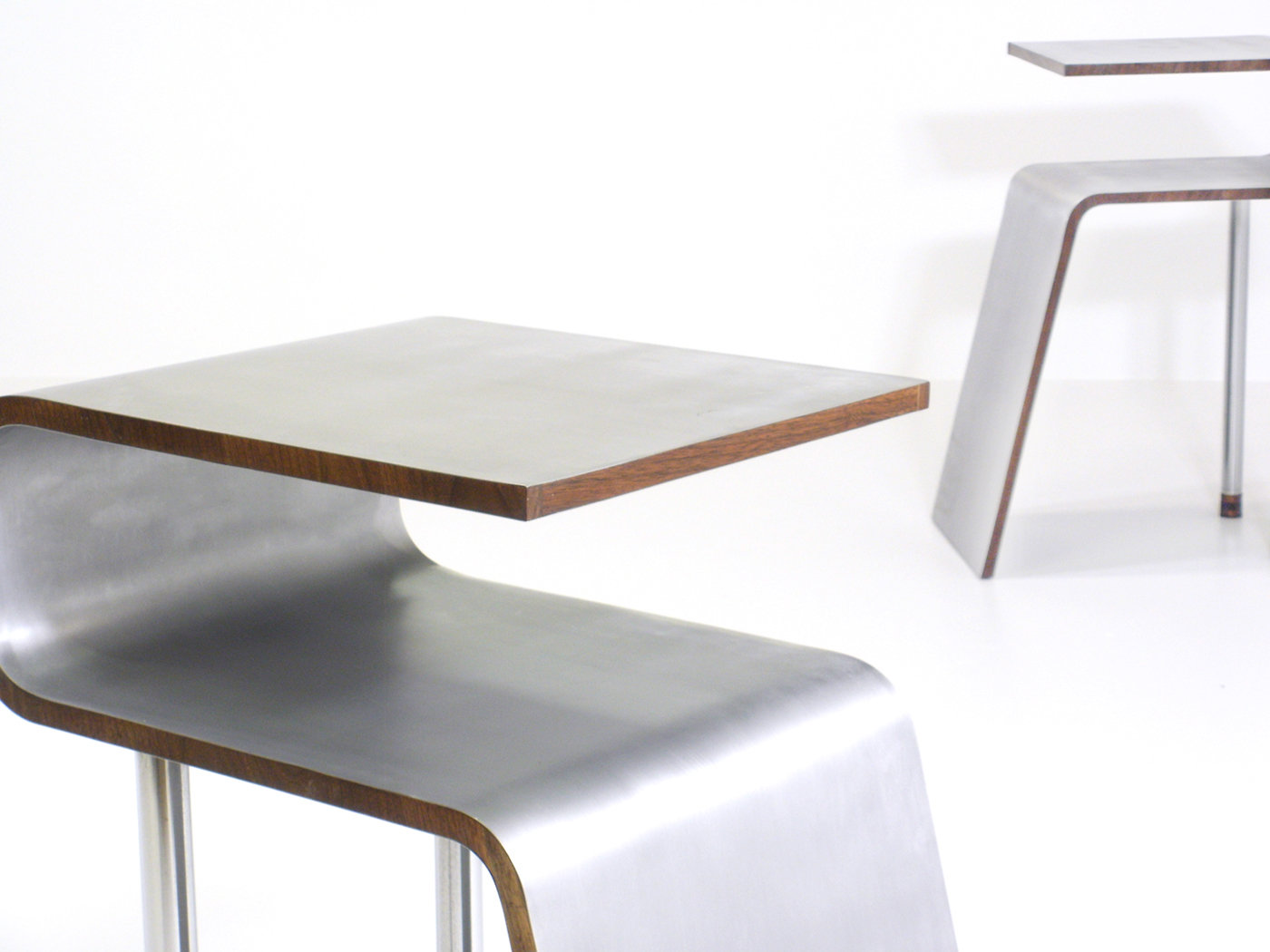 walnut brushed aluminum kerf cutting  CIA  Craftsmanship table side table furniture